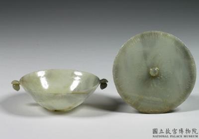 图片[3]-Flat rimmed lidded jade bowl with two flower bud handles, Mughal Empire-China Archive